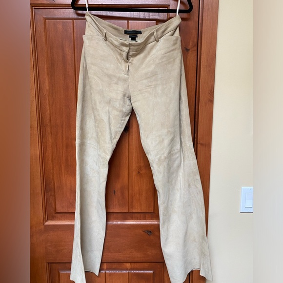 Express Design Studio “Editor” suede pants. Bootcut, size 8, cream/light khaki - Picture 1 of 15